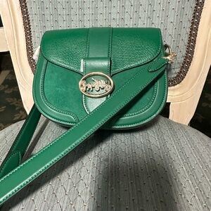 New Coach Green Crossbody Bag with Gold Accent